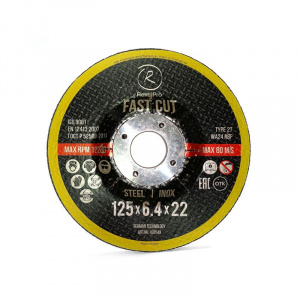Зачистной круг ROXTOP FAST CUT 125 x 6.4 x 22мм, (25 шт../уп.) Т27, нерж.сталь, металл, 108549, RoxelPro