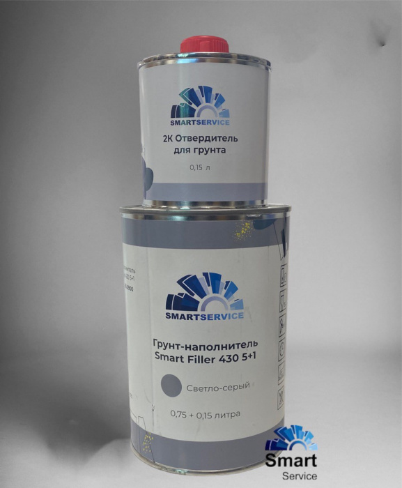 Грунт-наполнитель Smart Filler 430 5+1 серый (0,75 л + 0,15 л) , SMARTSERVICE 430.0900