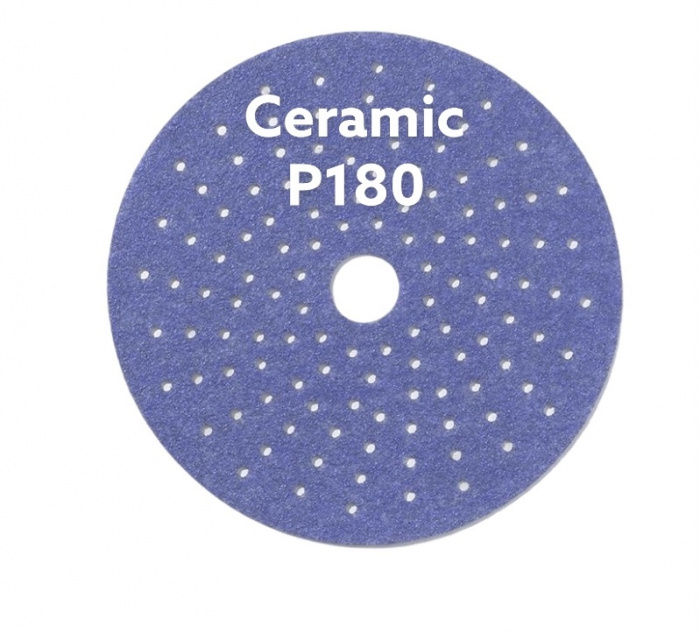 Шлифовальный круг CERAMIC L712T 150мм на липучке с мультипылеотводом P180, (50 шт в упак)