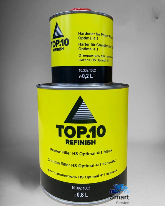 Грунт-наполнитель HS OPTIMAL 4:1 чёрный (0,8л + 0,2л), комплект  ( 4 шт в коробке), ТОП10 10.302.1002