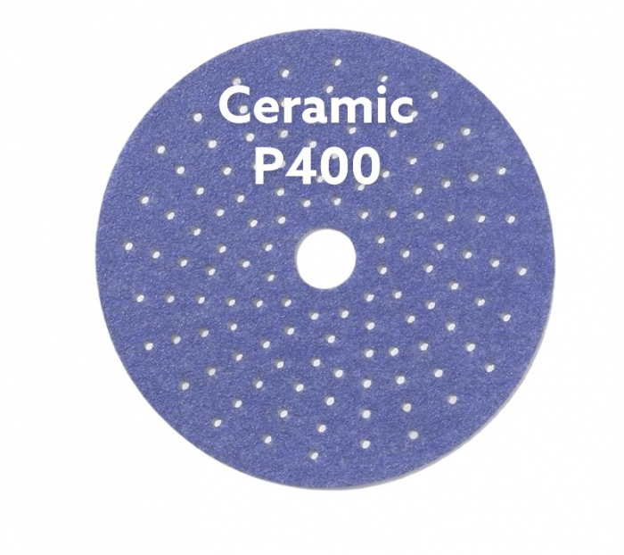 Шлифовальный круг CERAMIC L712T 150мм на липучке с мультипылеотводом Р400, (50 шт в упак)