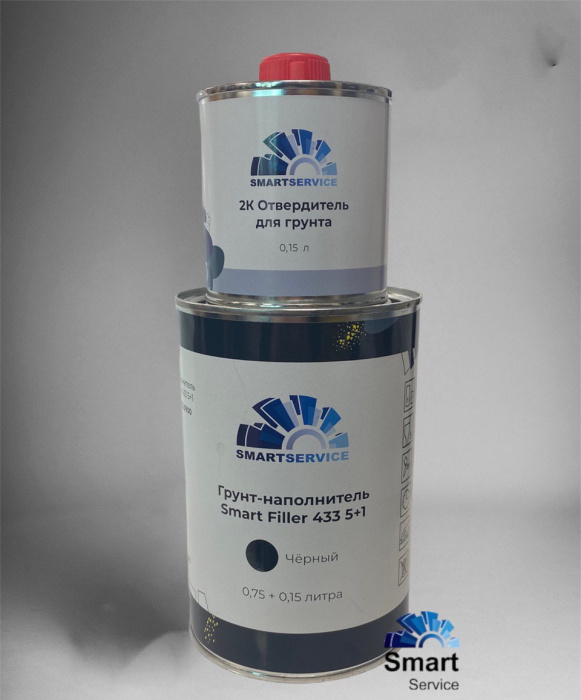 Грунт-наполнитель Smart Filler 433 5+1 черный (0,75 л + 0,15 л) , SMARTSERVICE 433.0900