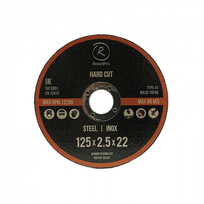 Отрезной круг ROXTOP HARD CUT 125 x 2.5 x 22мм, Т41, нерж.сталь, металл