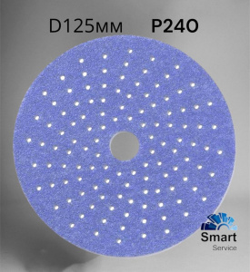Шлифовальный круг CERAMIC L712T 125мм на липучке с мультипылеотводом Р240, (50 шт в упак), 76412, SUNMIGHT