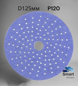 Шлифовальный круг CERAMIC L712T 125мм на липучке с мультипылеотводом Р120, (50 шт в упак), 76408, SUNMIGHT