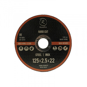 Отрезной круг ROXTOP HARD CUT 125 x 2.5 x 22мм, Т41, нерж.сталь, металл, 105247, RoxelPro