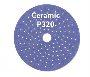 Шлифовальный круг CERAMIC L712T 150мм на липучке с мультипылеотводом Р320, (50 шт в упак), 76514, SUNMIGHT