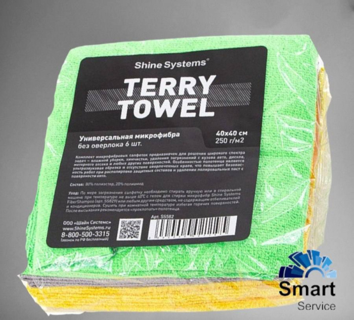 Terry Towel - универсальная микрофибра без оверлока 40*40см, 6 шт