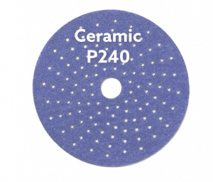 Шлифовальный круг CERAMIC L712T 150мм на липучке с мультипылеотводом Р240, (50 шт в упак), 76512, SUNMIGHT